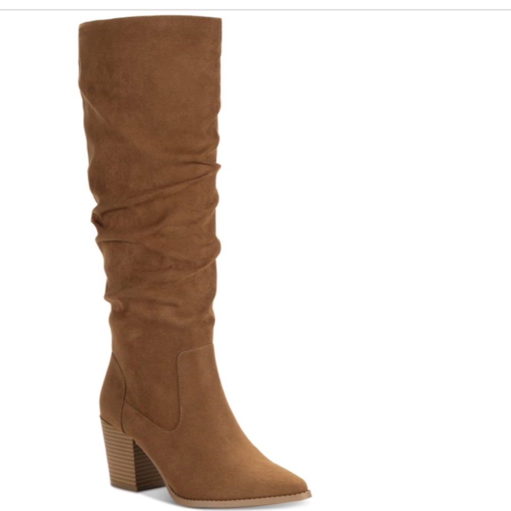 Sun + Stone Zip up Pointed Toe Knee-High Boots